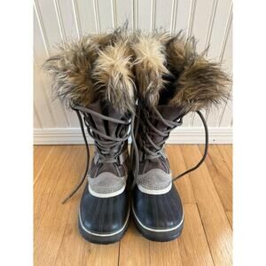 SOREL Joan of Arctic II Shale Gray Suede Faux Fur Winter Boots - Size 7